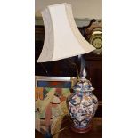 An early 19th century Imari vase and cover, now converted to an electric table lamp