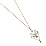 An aquamarine and a cultured pearl pendant on chain, pendant length 4.8cm, chain length 50.5cm.