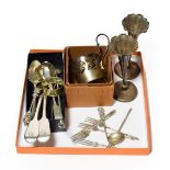 A collection of assorted silver and silver plate, the silver including, a pair of tapering vases