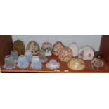 A selection of oil lamp shades, seven vaseline shades etc