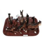 Beswick horses including Shire Mare, Pinto Pony, Mare, foals etc (qty)