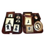 A selection of 19th century silhouettes (on two trays)