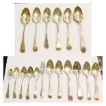 A quantity of assorted George III and later flatware, including: A George III silver table-spoon, by