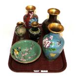 A selection of 20th century cloisonne vases and bowls