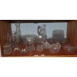 A pair of glass salts with various other glass table ware (qty)