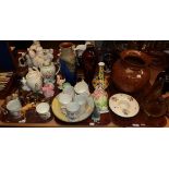 A selection of 20th century ceramics to include Beswick horses, Beswick donkey, dog, John