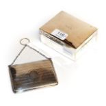 A silver purse, Goldsmiths & Silversmiths Co. and a silver cigarette box (2)