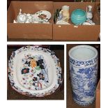 A selection of mixed ceramics, large Masons style meat plate, Wedgwood Hampshire pattern coffee