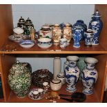 A selection of 20th century Oriental, Japanese and Chinese vases, hand mirrors, ginger jars and