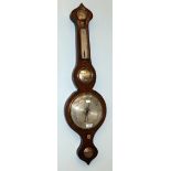 A 19th century rosewood wheel barometer, spirit level dial, signed C Piffareti, 21 Argyle St, New