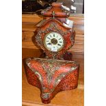 A faux tortoiseshell gilt metal mounted striking bracket clock with wall bracket, late 19th century,