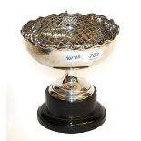 A George V silver rose bowl, by Francis Howard Ltd., Sheffield, 1911, tapering and on spreading