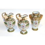 A pair of Noritake ewers and a Noritake vase (3)