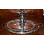 Two Mappin & Webb electroplated tray with a vase (3)