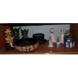 A selection of ceramics including two Coalport figures ''Summer Stroll'', ''Ladies of Fashion'',