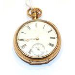 An open faced pocket watch, case stamped 18 carat