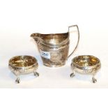 A George III silver salt-cellar and a George IV salt-cellar to match, the first by Alexander