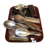 A collection of silver, including: two differing part dressing-table services, one with foliage