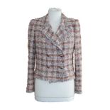 Chanel Loose Woven Long Sleeve Jacket, double breasted and woven with metallic threads (size 42) .