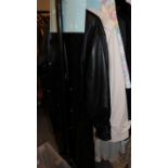 Loewe soft black leather double breasted coat with collar, leather straps to the cuffs (size 46) and