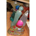 Large Glass dummy factice perfume bottles, including Chloe Narcisse, Samba ribbed bottle, Oilily