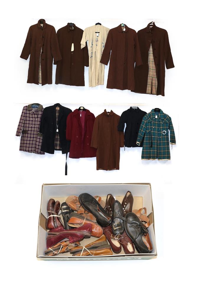 Assorted Early to Mid 20th Century Children's School Coats, including a cream silk kimono