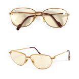 Pair of Gentleman's Cartier Prescription Glasses, with tinted lenses and gilt frames and mounts,