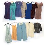 Circa 1940/50 Suits, Dresses, Evening Coats, including a royal blue crepe dress with a looped