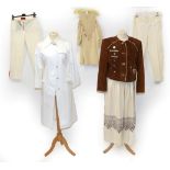 Gucci White Cotton Three Quarter Length Coat with gilt branded buttons, pockets, one breast pocket