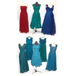 Assorted Circa 1960's Evening Wear, comprising a Romney Model for Cairds Dundee turquoise silk