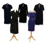 Assorted Circa 1930/40 Dresses, including a For You by Blanes black wool short sleeved dress woven