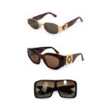 Two Pairs of Gianni Versace Sunglasses, with tortoiseshell and gilt mounted frames, Another Pair