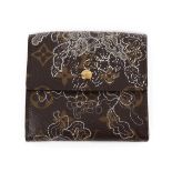 Louis Vuitton Folding Purse, in brown monogrammed leather, embroidered and painted with silver