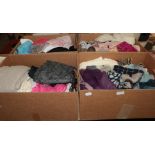 Quantity of assorted wool, silk and other scarves, handbags and accessories (four boxes)