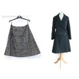 Chanel Grey Wool Two Piece Suit, comprising grey wrap skirt and jacket with black contrasting