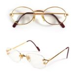 Pair of Lady's Cartier Prescription Glasses, with oval gilt metal frames, marked to the reverse of