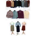 Assorted 1930/40 Jackets, Skirts and Shirts, including Dereta of London black ribbed long sleeved