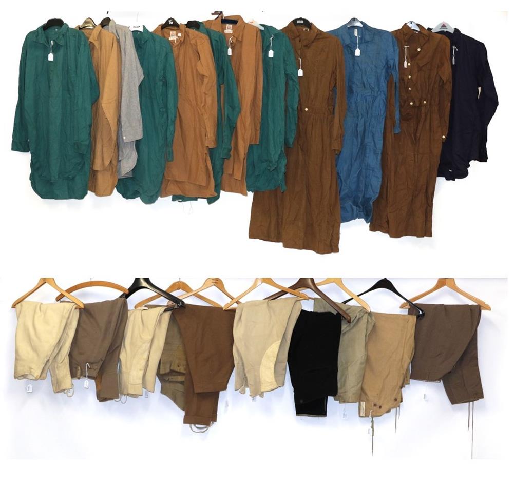 Assorted Mid 20th Century Breeches and Work Smocks, including A & J Lambert Edinburgh dated 18.10.37