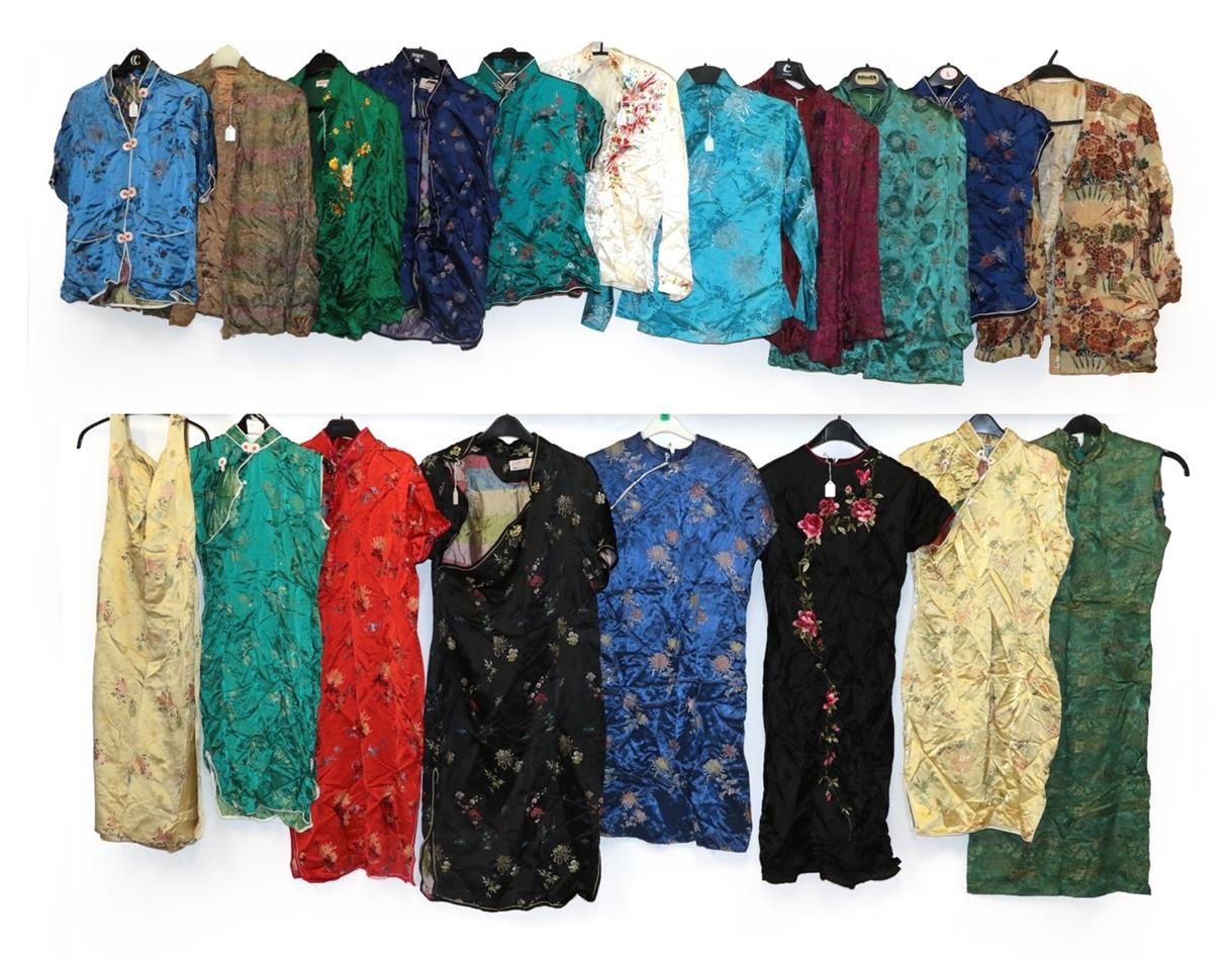 Collection of Circa 1930's and Later Chinese Brocade and Embroidered Jackets, Tops and Cheongsams,