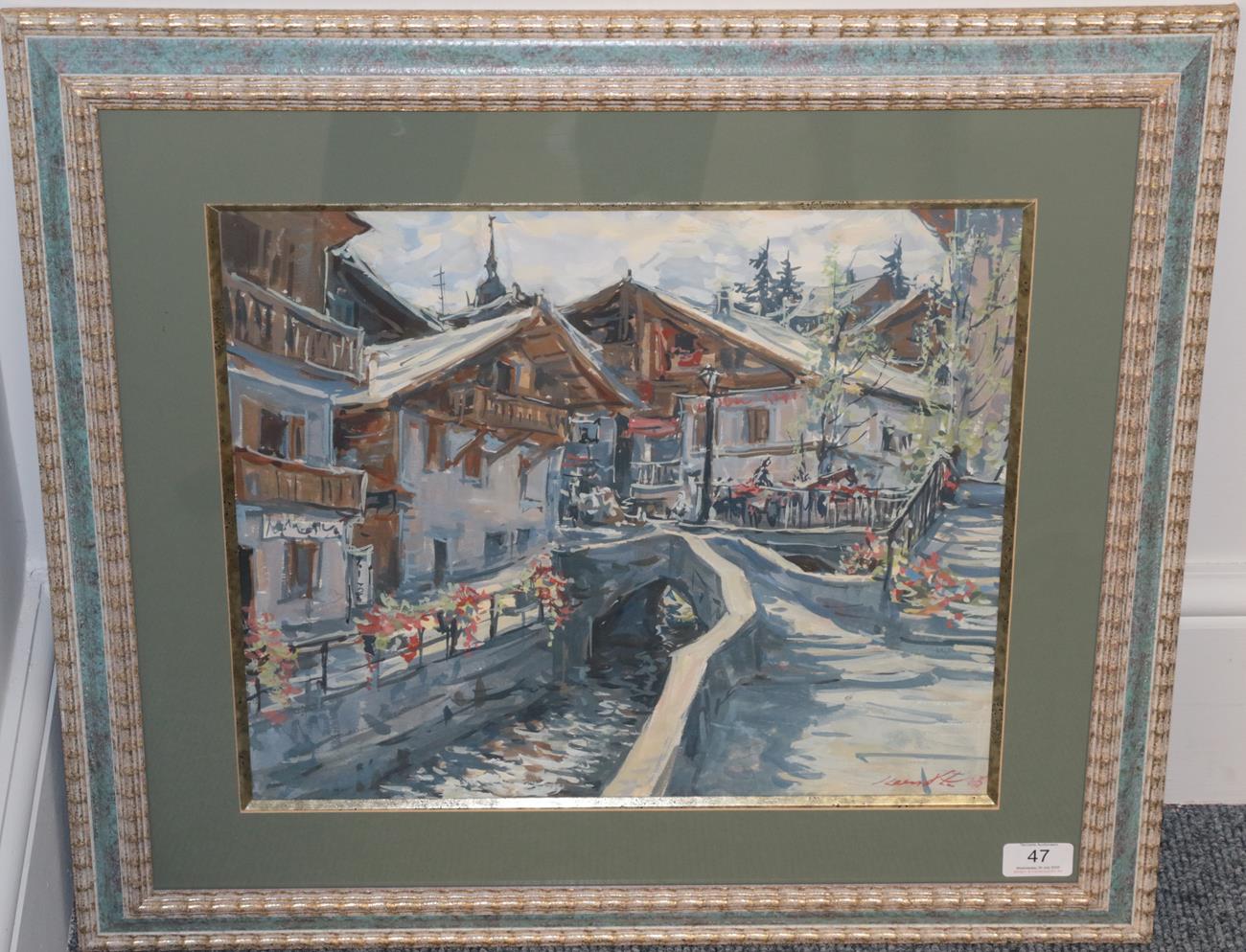 Sergei Chepik (1953-2011) Russian/French ''Megève'' Signed and dated 1995, inscribed verso, - Image 2 of 5
