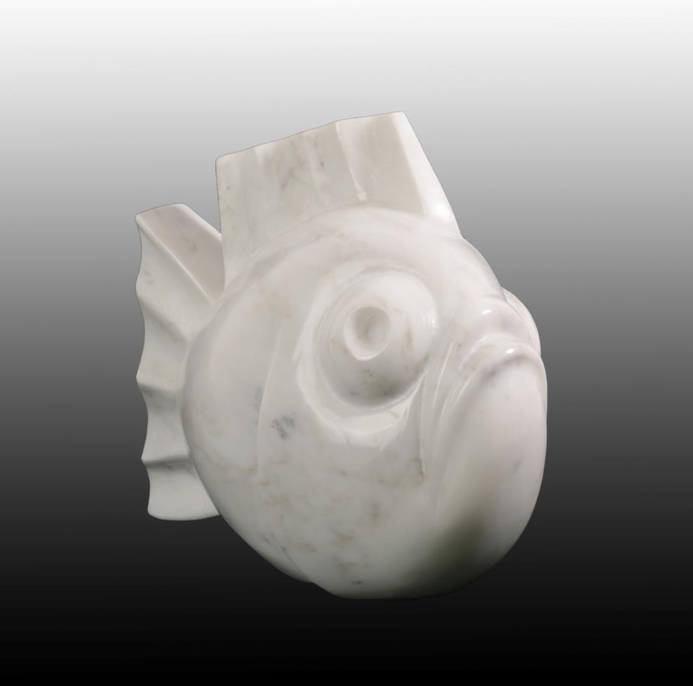 Darren Yeadon (b.1970) Fish Signed, carrara marble, 26cm high - Image 2 of 2