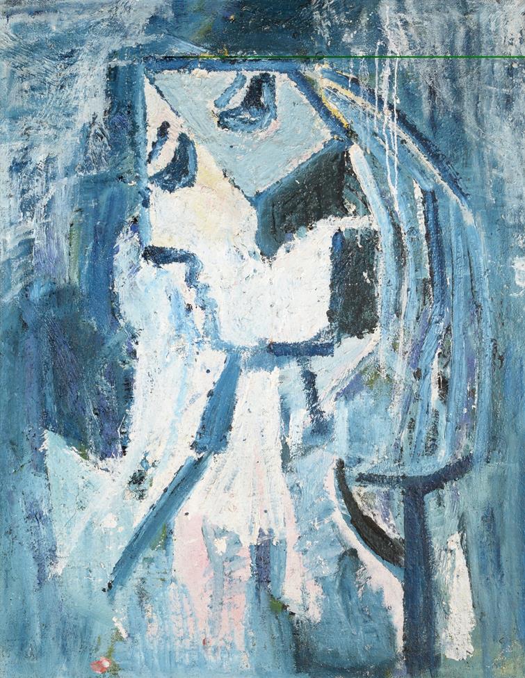 Joash Woodrow (1927-2006) ''Weeping Woman'' Oil on sackcloth, circa 1960/65, 100cm by 76cm