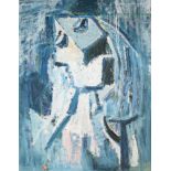 Joash Woodrow (1927-2006) ''Weeping Woman'' Oil on sackcloth, circa 1960/65, 100cm by 76cm