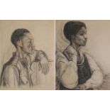 *HML (20th century) Head and shoulders portrait of a woman Signed and dated (19)67, charcoal,