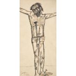 Francis Newton Souza (1924-2002) Indian ''Crucifixion of Christ'' Signed and dated 1952, ink, 30cm