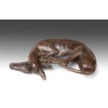 Sally Arnup FRBS, ARCA (1930-2015) ''Greyhound Resting 'Holly'' Signed and numbered I/X, bronze, 9.