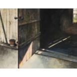 Andrew Hemingway (b.1955) ''Early Morning at the Shed'' Inscribed verso, watercolour, 55.5cm by 69.