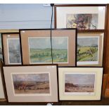 After Lionel Edwards; three signed prints of various hunting scenes, together with unsigned prints