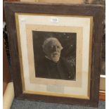 Robert Browning, signed note on a photographic print; and JAK cartoon print of Harold Wilson