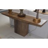 A travertine console table, retailed by Barker & Stonehouse, 181cm wide